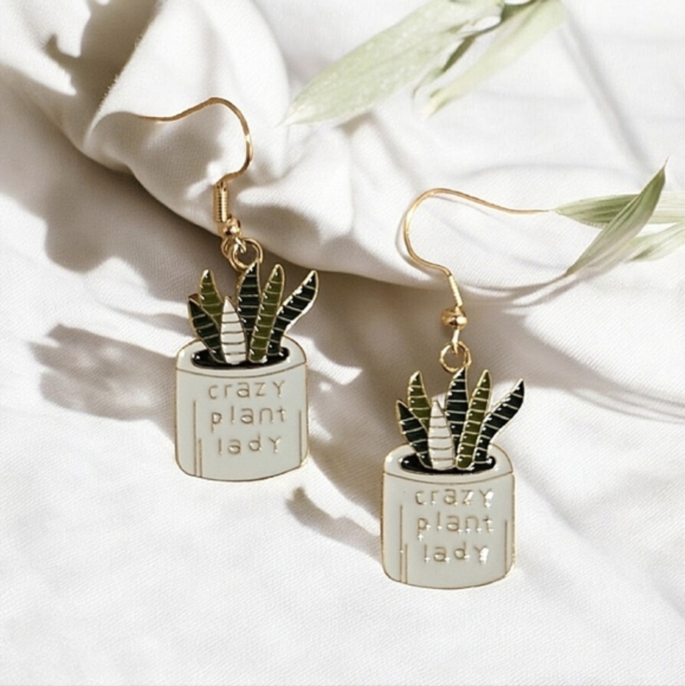 NEW Crazy Plant Lady Drop Hook Succulent Fashion Earrings‎